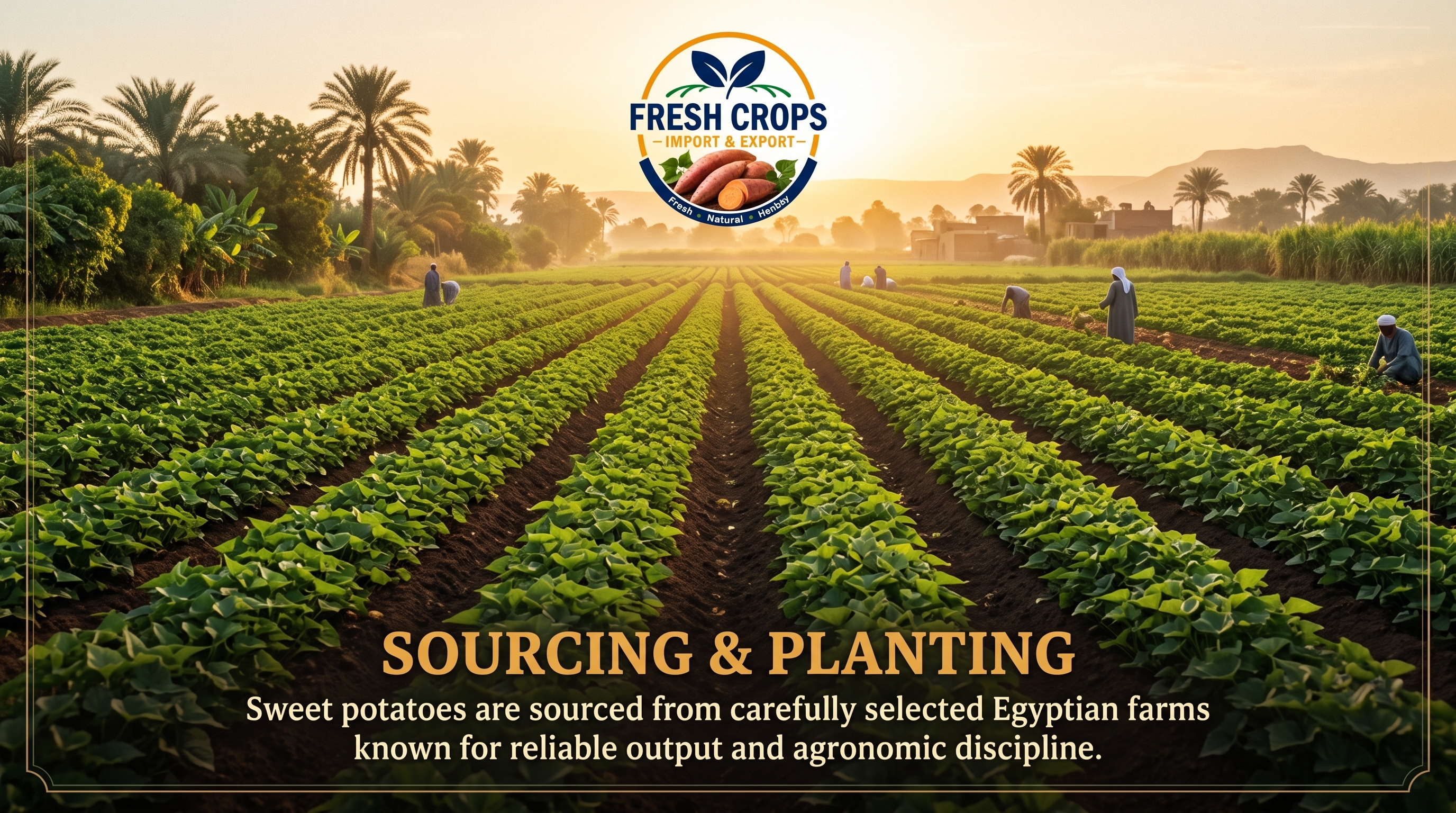 Agricultural soil preparation and planting Egyptian sweet potatoes